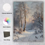 Serene Snow Covered Birch Forest Misty Winter Woodland Canvas Wall Art Print Decor Picture Ready to Hang