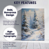 Soft Blue Snowy Pine Forest Winter Wonderland Canvas Wall Art Print Decor Picture Ready to Hang