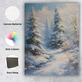 Soft Blue Snowy Pine Forest Winter Wonderland Canvas Wall Art Print Decor Picture Ready to Hang