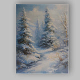 Soft Blue Snowy Pine Forest Winter Wonderland Canvas Wall Art Print Decor Picture Ready to Hang