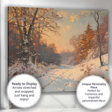 Golden Winter Woodland Snow Covered Country Track Canvas Wall Art Print Decor Picture Ready to Hang