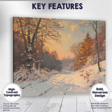 Golden Winter Woodland Snow Covered Country Track Canvas Wall Art Print Decor Picture Ready to Hang