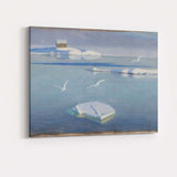 Minimalist Arctic Ice Floes Calm Blue Seascape Coastal Canvas Wall Art Print Decor Picture Ready to Hang