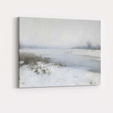 Minimalist Misty Frozen River Winter Landscape Canvas Wall Art Print Decor Picture Ready to Hang