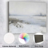 Minimalist Misty Frozen River Winter Landscape Canvas Wall Art Print Decor Picture Ready to Hang