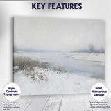 Minimalist Misty Frozen Lake Soft Neutral Winter Landscape Canvas Wall Art Print Decor Picture Ready to Hang