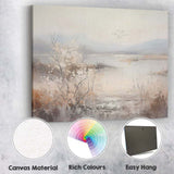 Soft Neutral Winter Lakeside Reed Marsh Landscape Canvas Wall Art Print Decor Picture Ready to Hang