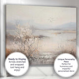 Soft Neutral Winter Lakeside Reed Marsh Landscape Canvas Wall Art Print Decor Picture Ready to Hang