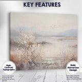 Soft Neutral Winter Lakeside Reed Marsh Landscape Canvas Wall Art Print Decor Picture Ready to Hang