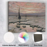 Peaceful Frozen Harbour Sailboats Pink Winter Sunset Canvas Wall Art Print Decor Picture Ready to Hang