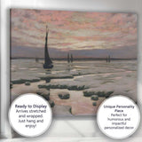 Peaceful Frozen Harbour Sailboats Pink Winter Sunset Canvas Wall Art Print Decor Picture Ready to Hang