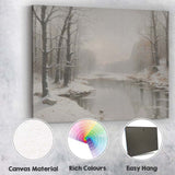 Misty Winter River Snow Covered Woodland Tranquil Landscape Canvas Wall Art Print Decor Picture Ready to Hang