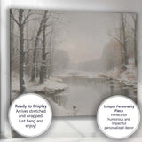 Misty Winter River Snow Covered Woodland Tranquil Landscape Canvas Wall Art Print Decor Picture Ready to Hang