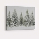 Watercolour Snow Covered Pine Forest Winter Woodland Landscape Canvas Wall Art Print Decor Picture Ready to Hang