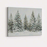 Soft Watercolour Frosted Evergreen Trees Snowy Winter Forest Canvas Wall Art Print Decor Picture Ready to Hang