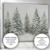 Soft Watercolour Frosted Evergreen Trees Snowy Winter Forest Canvas Wall Art Print Decor Picture Ready to Hang