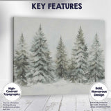Soft Watercolour Frosted Evergreen Trees Snowy Winter Forest Canvas Wall Art Print Decor Picture Ready to Hang