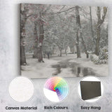 Snow Covered Park Pathway Impressionist Winter Woodland Canvas Wall Art Print Decor Picture Ready to Hang