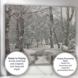 Snow Covered Park Pathway Impressionist Winter Woodland Canvas Wall Art Print Decor Picture Ready to Hang