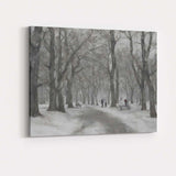 Atmospheric Snowy Woodland Park Walking Path Canvas Wall Art Print Decor Picture Ready to Hang