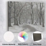 Atmospheric Snowy Woodland Park Walking Path Canvas Wall Art Print Decor Picture Ready to Hang