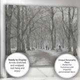 Atmospheric Snowy Woodland Park Walking Path Canvas Wall Art Print Decor Picture Ready to Hang