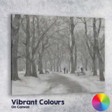 Atmospheric Snowy Woodland Park Walking Path Canvas Wall Art Print Decor Picture Ready to Hang