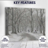 Atmospheric Snowy Woodland Park Walking Path Canvas Wall Art Print Decor Picture Ready to Hang