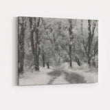 Frost Covered Forest Road Misty Winter Nature Landscape Canvas Wall Art Print Decor Picture Ready to Hang