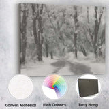 Frost Covered Forest Road Misty Winter Nature Landscape Canvas Wall Art Print Decor Picture Ready to Hang