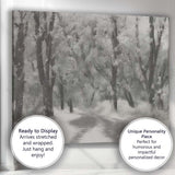 Frost Covered Forest Road Misty Winter Nature Landscape Canvas Wall Art Print Decor Picture Ready to Hang
