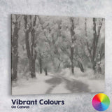 Frost Covered Forest Road Misty Winter Nature Landscape Canvas Wall Art Print Decor Picture Ready to Hang