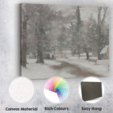 Muted Impressionist Snowy Park Garden Path Landscape Canvas Wall Art Print Decor Picture Ready to Hang