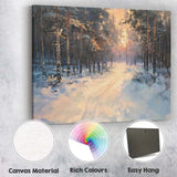 Snow Covered Forest Path Winter Sunrise Impressionist Landscape Canvas Wall Art Print Decor Picture Ready to Hang