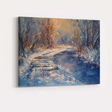 Expressive Winter Stream Snowy Woodland Landscape Canvas Wall Art Print Decor Picture Ready to Hang