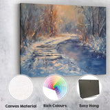 Expressive Winter Stream Snowy Woodland Landscape Canvas Wall Art Print Decor Picture Ready to Hang