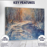 Expressive Winter Stream Snowy Woodland Landscape Canvas Wall Art Print Decor Picture Ready to Hang