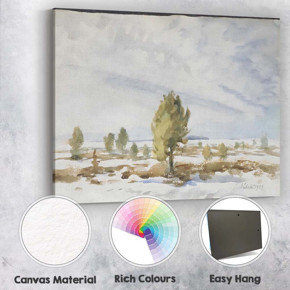 Minimalist Watercolour Snowy Countryside Lone Tree Landscape Canvas Wall Art Print Decor Picture Ready to Hang