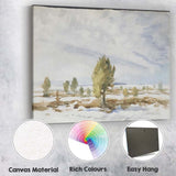 Minimalist Watercolour Snowy Countryside Lone Tree Landscape Canvas Wall Art Print Decor Picture Ready to Hang