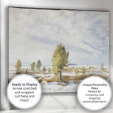 Minimalist Watercolour Snowy Countryside Lone Tree Landscape Canvas Wall Art Print Decor Picture Ready to Hang