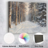 Snow Covered Forest Track Woodland Winter Light Impressionist Canvas Wall Art Print Decor Picture Ready to Hang