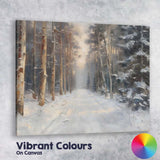 Textured Winter Woodland Snow Covered Forest Track Canvas Wall Art Print Decor Picture Ready to Hang