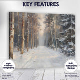 Snow Covered Forest Track Woodland Winter Light Impressionist Canvas Wall Art Print Decor Picture Ready to Hang