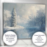 Elegant Frosted Lakeside Trees Winter Reflection Landscape Canvas Wall Art Print Decor Picture Ready to Hang