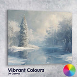 Elegant Frosted Lakeside Trees Winter Reflection Landscape Canvas Wall Art Print Decor Picture Ready to Hang