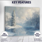 Serene Snow Covered Evergreen Lake Winter Landscape Canvas Wall Art Print Decor Picture Ready to Hang