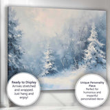 Dreamy Watercolour Frosted Pine Forest Winter Woodland Canvas Wall Art Print Decor Picture Ready to Hang