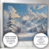 Majestic Snow Capped Mountain Winter Valley Landscape Canvas Wall Art Print Decor Picture Ready to Hang