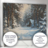 Atmospheric Snowy Forest Cabin Woodland Winter Painting Canvas Wall Art Print Decor Picture Ready to Hang
