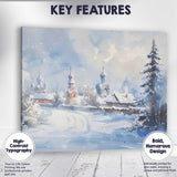 Snow Covered Church Village Winter Watercolour Landscape Canvas Wall Art Print Decor Picture Ready to Hang